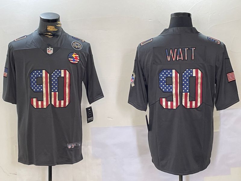 Men Pittsburgh Steelers 90 Watt Grey 2024 Nike National Flag Limited NFL Jersey style 3